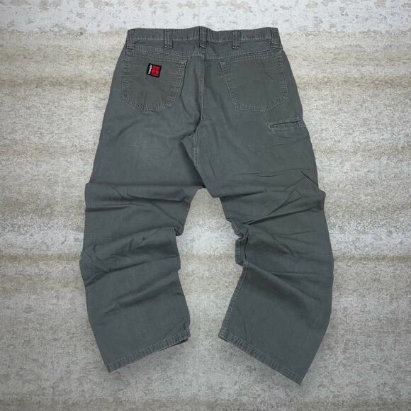 Wrangler Riggs Carpenter Pants Olive Green Cotton Canvas Baggy Wide Leg Fit - Picture 1 of 4